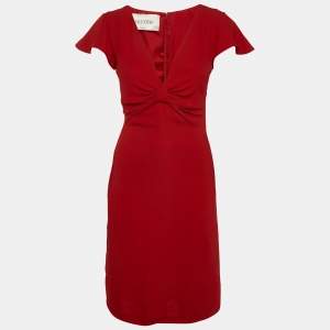 Valentino Red Crepe Cap Sleeve Short Dress S
