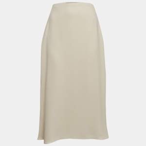 Valentino Cream Silk Midi Skirt M