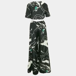 Valentino Black/White Printed Cotton Blend Top and Trousers Set S