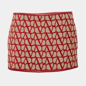 Valentino Red Monogram Jacquard Skorts S