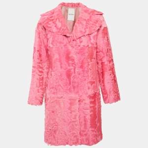 Valentino Vintage Pink Fur Mid-Length Coat S