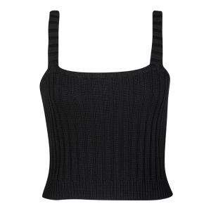 Pre Owned Valentino Black Wool Ribbed Sleeveless Crop Top M