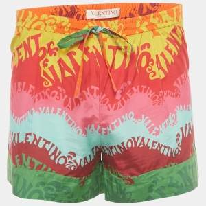 Pre Owned Valentino Multicolor Printed Silk Shorts S