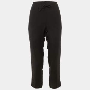 Pre Owned Valentino Black Silk Drawstring Trousers S 