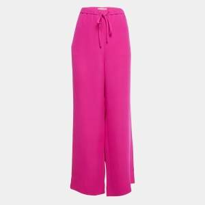 Pre Owned Valentino Pink Silk Drawstring Trousers L