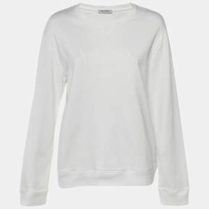 مملوكة مسبقًا Valentino White Logo Applique Cotton Sweatshirt L