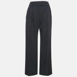 Pre Owned Valentino Blue Gabardine Straight Fit Trousers S