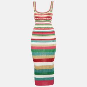 مملوكة مسبقًا Valentino Multicolor Lurex Rib Knit Maxi Dress S