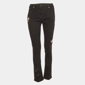 مملوكة مسبقًا Valentino Black Denim Butterfly Appliques Jeans M/waist 28"