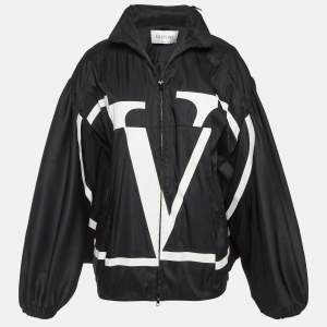 مملوكة مسبقًا Valentino Black Deconstructed VLogo Bat Sleeves Jacket S