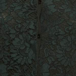 Pre Owned Valentino Green Lace Trim Wool Cardigan S