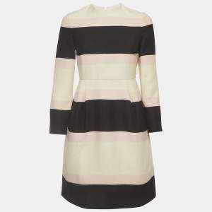 Pre Owned Valentino Multicolour Striped Long Sleeve Mini Dress S
