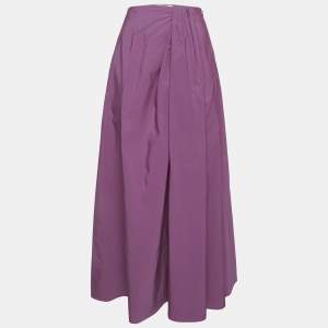 Pre Owned Valentino Purple Cotton Blend Flared Maxi Skirt XS
