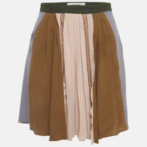 Pre Owned Valentino Multicolour Crepe Pleated Mini Skirt S