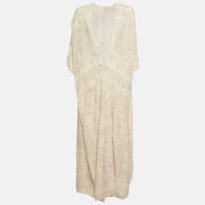 Pre Owned Valentino Geometric Print Silk Beach Cover Up S