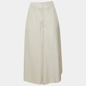 Pre Owned Valentino Off-White Silk Crepe Culottes M