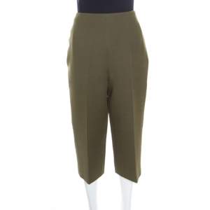 Pre Owned Valentino Olive Green Wool and Silk Culottes S