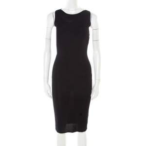 Pre Owned Valentino Black Stretch Knit Sleeveless Lace Insert Bodycon Dress M