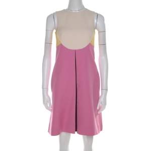 Valentino Colorblock Silk Wool Sleeveless A Line Dress S