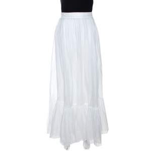 مملوكة مسبقًا Valentino White Cotton Flared Maxi Skirt S