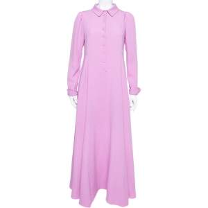 Valentino Lilac Silk Crepe Collared Maxi Dress M