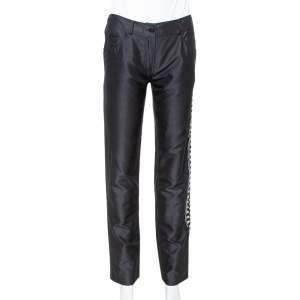 Valentino Black Silk Side Embellished Trousers M