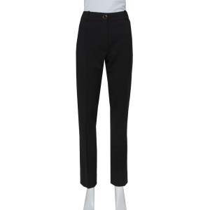 Pre Owned Valentino Black Stretch Wool Tapered Leg Pants M