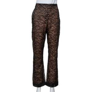 Valentino Black Lace Overlay Flared Trousers L