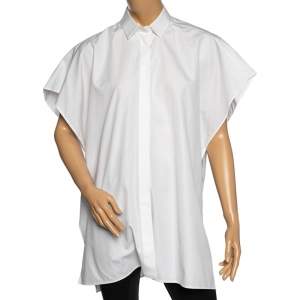 Pre Owned Valentino White Cotton Oversized Button Front Sleeveless Shirt M