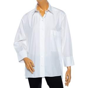 Valentino White Cotton Pocketed Button Front Shirt M