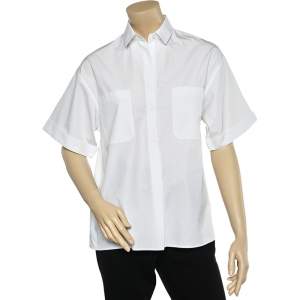 قميص فالنتينو قطن أبيض بأكمام قصيرة وجيب مقاس صغير - سمول