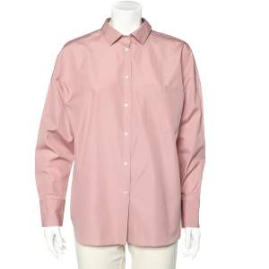 Pre Owned Valentino Pink Cotton Back Neck Tie Detail Oversized Shirt S