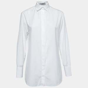 Pre Owned Valentino White Cotton Button Front Long Sleeve Shirt S