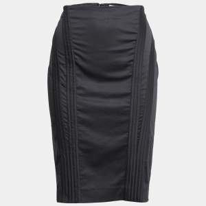 Pre Owned Valentino Grey Cotton Pencil Skirt L