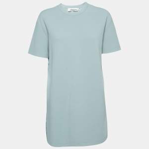 Valentino Powder Blue Knit & Lace Paneled Short Sleeve Dress M