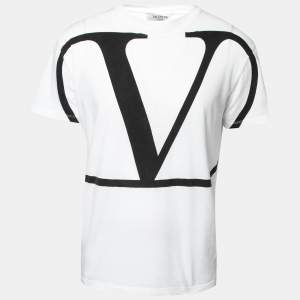Valentino White VLOGO Printed Cotton Crew Neck T-Shirt M