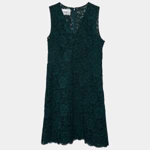 Pre Owned Valentino Dark Green lace Sleeveless Midi Dress L