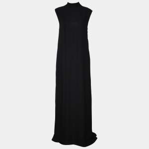 Valentino Black Silk Contrast Detail Sleeveless Maxi Dress M