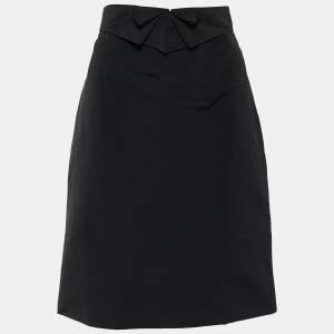 مملوكة مسبقًا Valentino Black Synthetic Bow Detail Pencil Skirt L