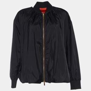 Valentino Black Silk Zip Front Jacket S