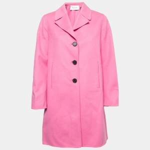 Valentino Pink Wool Single-Breasted Mid-Length Coat L