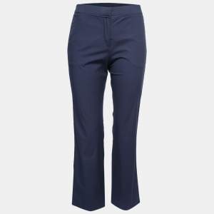 Valentino Navy Blue Cotton Straight Leg Ankle Length Pants S