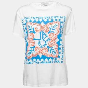 Valentino White Logo Printed Cotton Short Sleeve T-Shirt XS