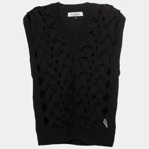 Valentino Black Wool & Angora Knit Interlaced Vest S