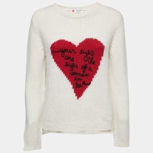 Valentino Cream Cashmere Heart Sweater M