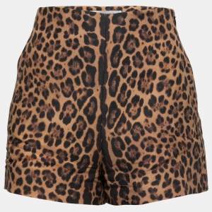 Valentino Brown Animal Print Wool & Silk High Waisted Shorts S