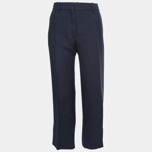 Valentino Navy Blue Crepe Straight-Leg Trousers M