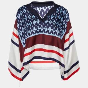 Valentino Multicolor Foulard Archive printed Silk Oversized Crop Top XS