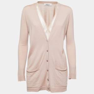 Valentino Dusty Pink Wool Button Front Cardigan XS
