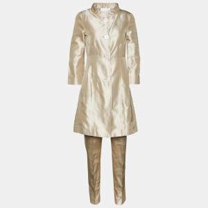 Valentino Beige Silk Mid Length Coat & Pants S